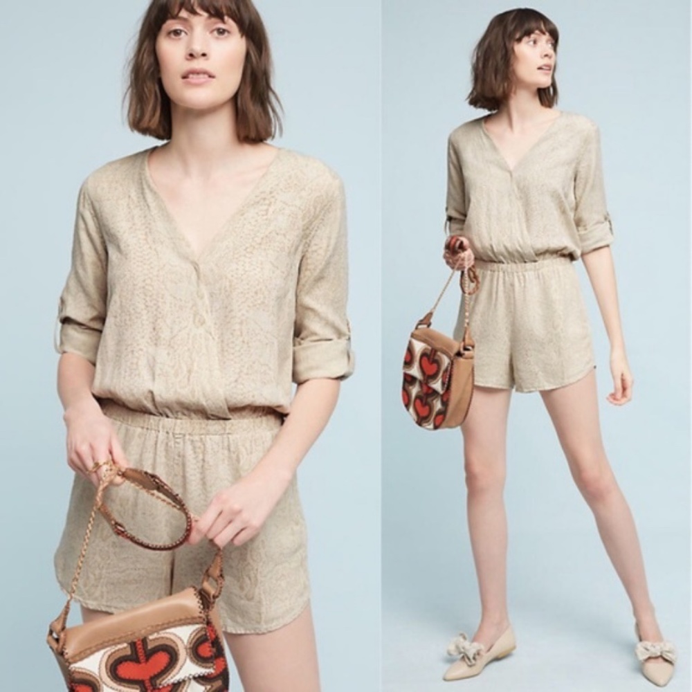 Cloth & Stone Anthro Dahl Snakeskin Print Romper